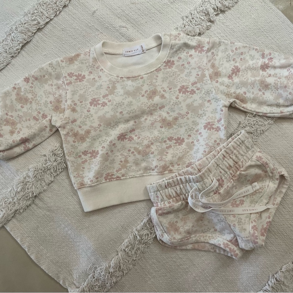Jamie Kay Floral Kids Matching Set - Pink and Cream